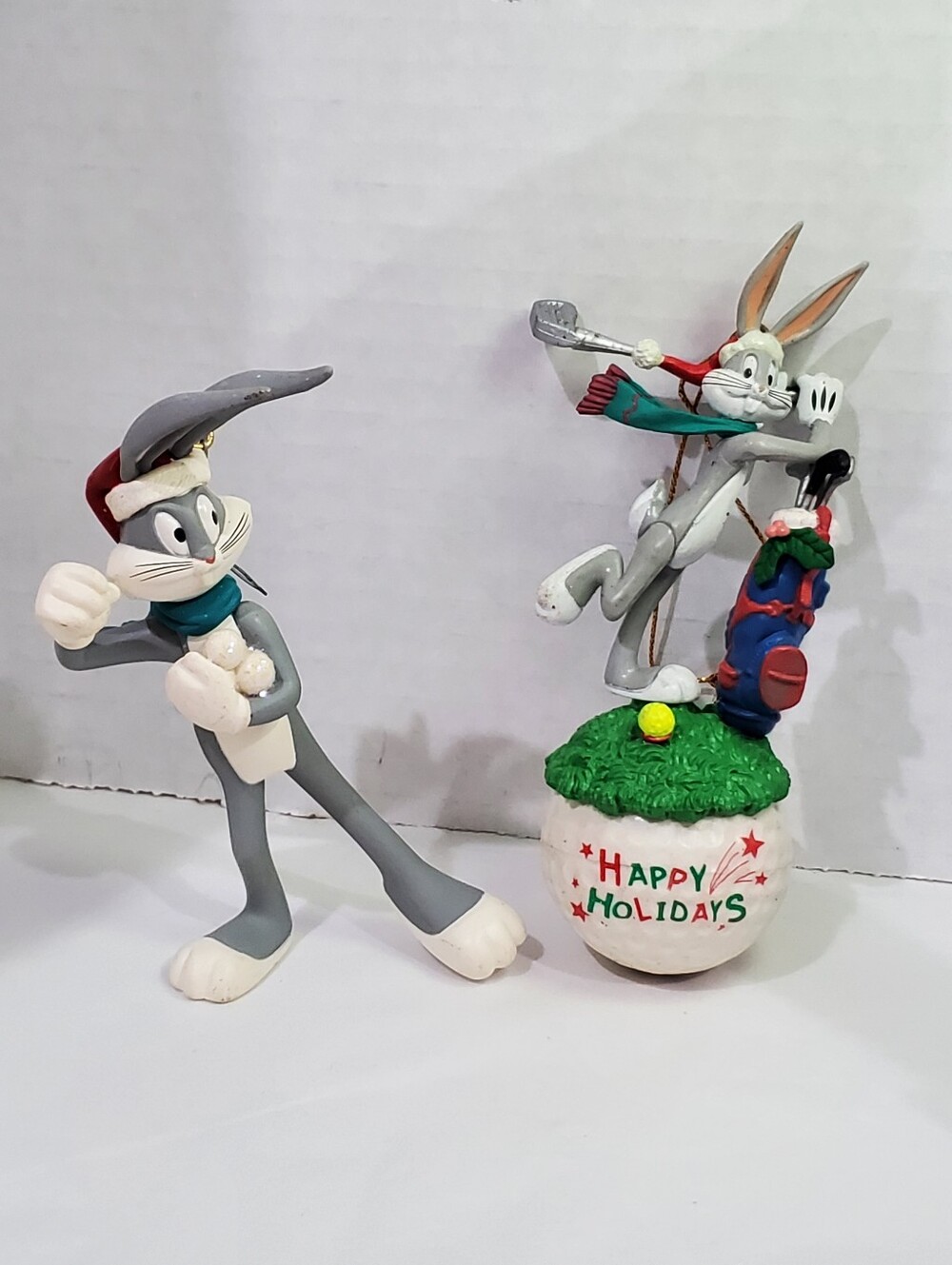 WARNER Bros Looney Tunes Bugs Bunny Ornaments Vintage 1995 & 1997 Golf Snowball